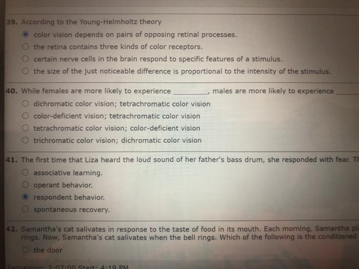 Solved 39. According to the Young-Helmholtz theory color | Chegg.com