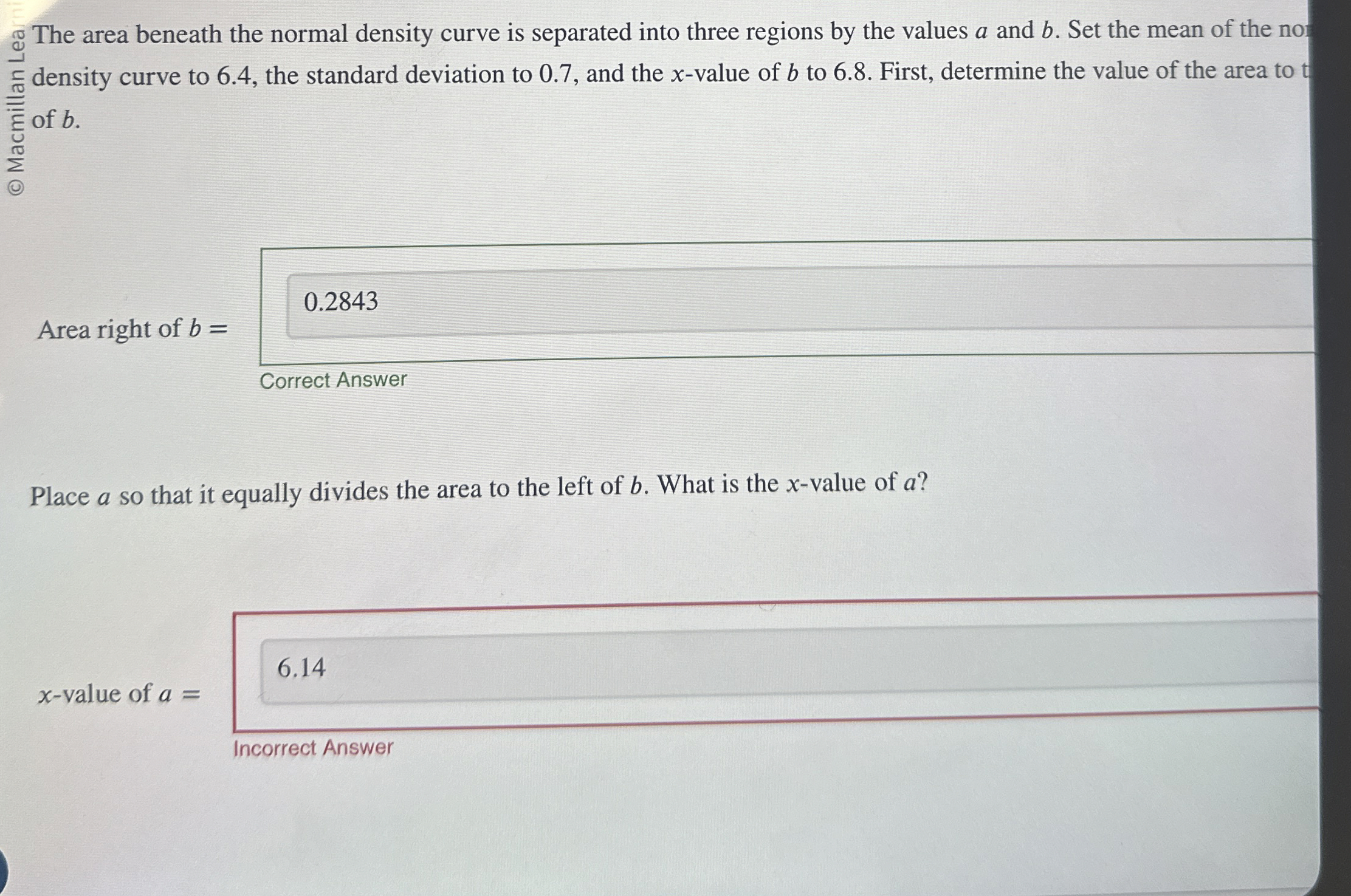 Solved The area beneath the normal density curve is