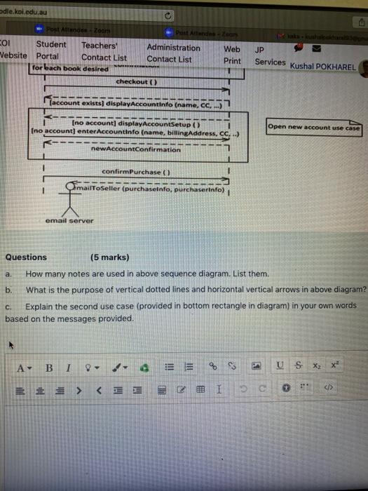 Solved Consider The Sequence Diagram Given Below For The Use | Chegg.com