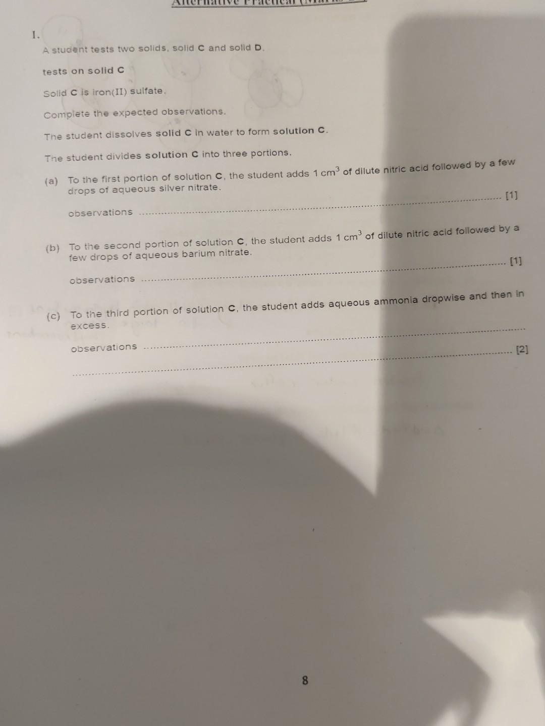 Solved 1. A student tests two solids, solid C and solid D. | Chegg.com