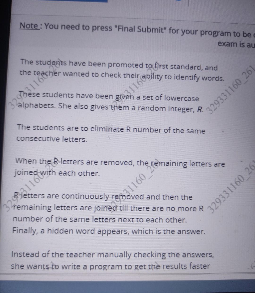 Solved Note: You need to press "Final Submit" for your | Chegg.com