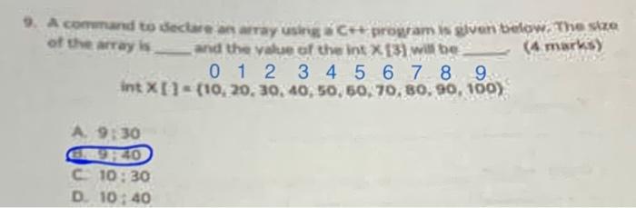 Solved 9. A command to declare an array using a C++ program | Chegg.com