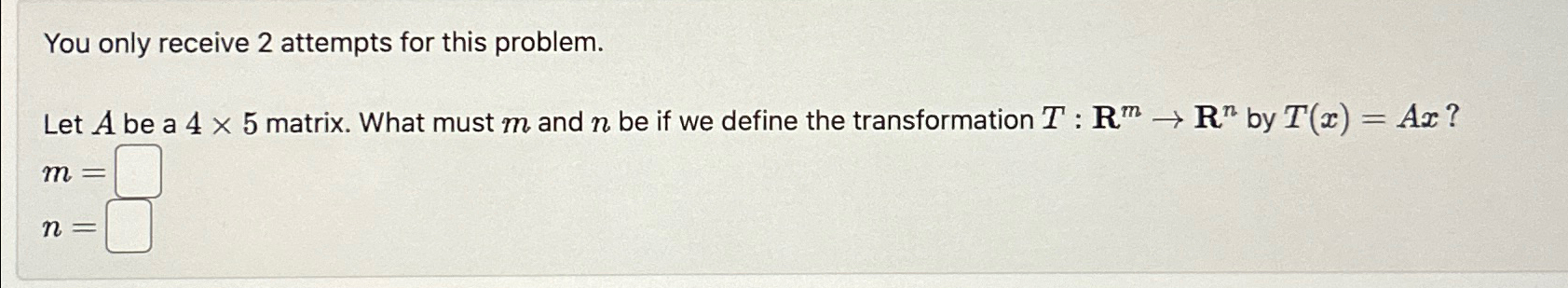 Solved You only receive 2 ﻿attempts for this problem.Let A | Chegg.com