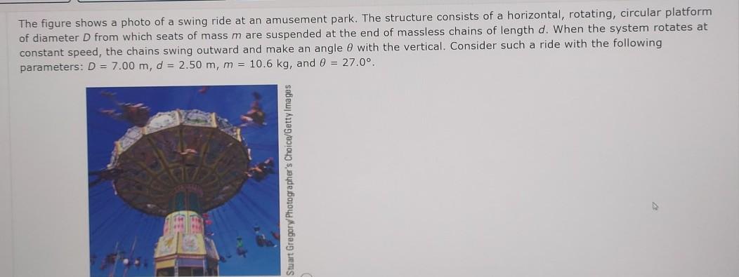 Solved The figure shows a photo of a swing ride at an | Chegg.com