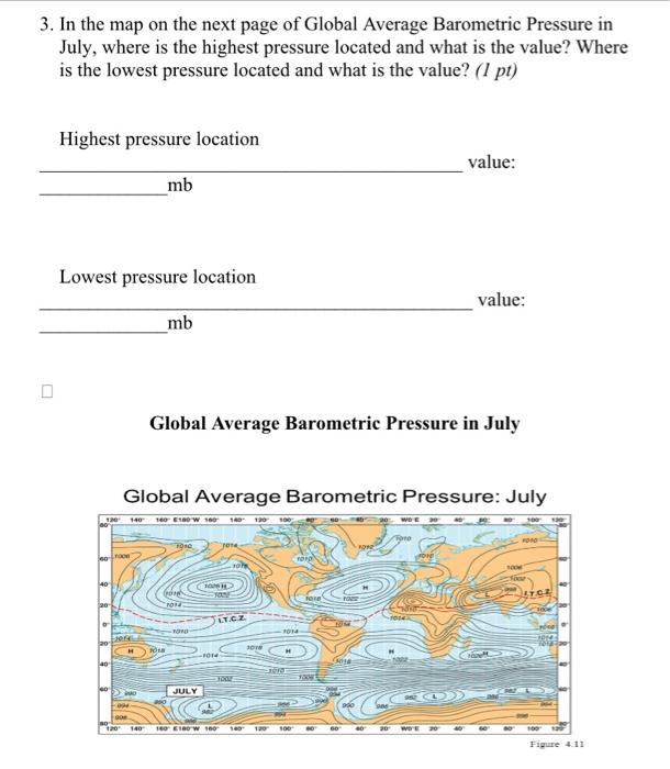 Solved 3. In the map on the next page of Global Average