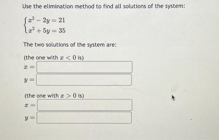 Solved Use The Elimination Method To Find All Solutions Of | Chegg.com