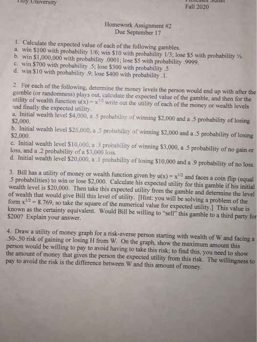 Solved University Fall 2020 Homework Assignment #2 Due | Chegg.com