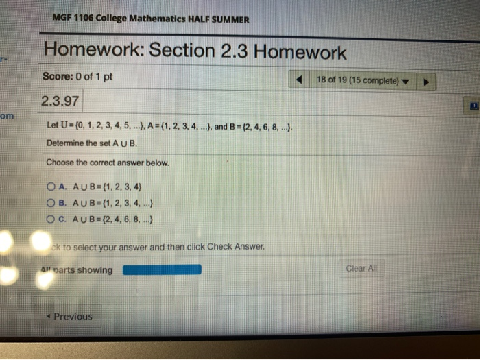 Solved MGF 1106 College Mathematics HALF SUMMER Homework: | Chegg.com