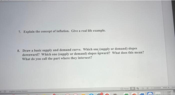 Solved 7. Explain the concept of inflation. Give a real life | Chegg.com