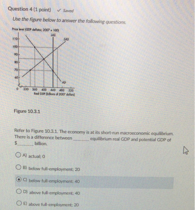 Solved Question 4 (1 point) Saved Use the figure below to | Chegg.com