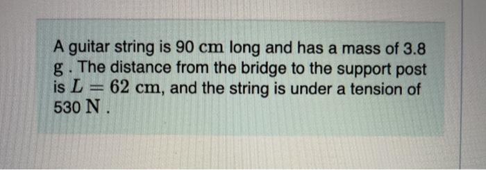 Solved A guitar string is 90 cm long and has a mass of 3.8 | Chegg.com