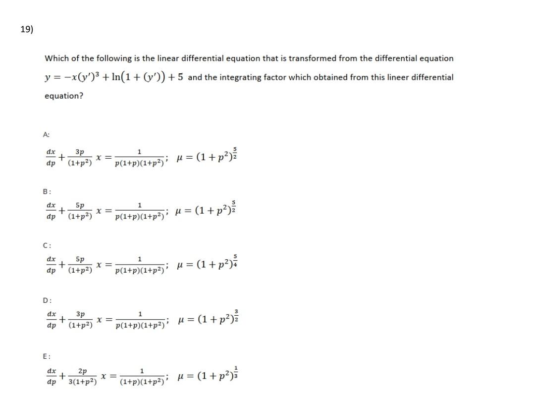 Solved Which of the following is the linear differential | Chegg.com