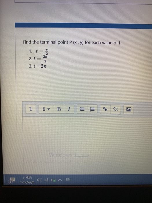 Solved Find The Terminal Point P X Y For Each Value Of Chegg Com