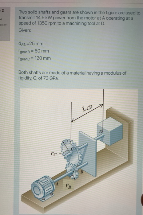 Solved 2 d Two solid shafts and gears are shown in the | Chegg.com