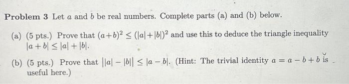 Solved Problem 3 Let A And B Be Real Numbers. Complete Parts | Chegg.com