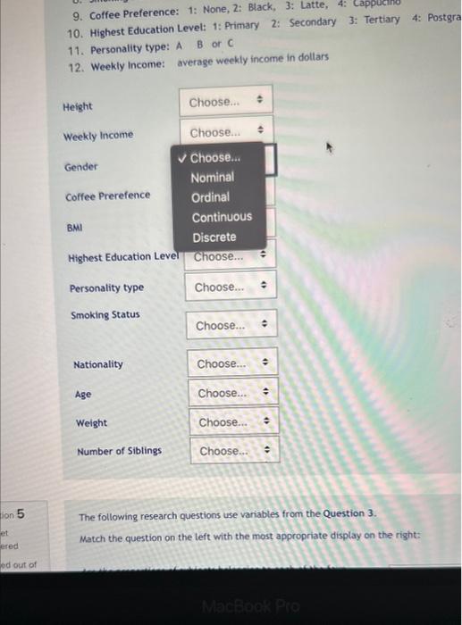 Solved For The Following Variables, Identify The Type Of | Chegg.com