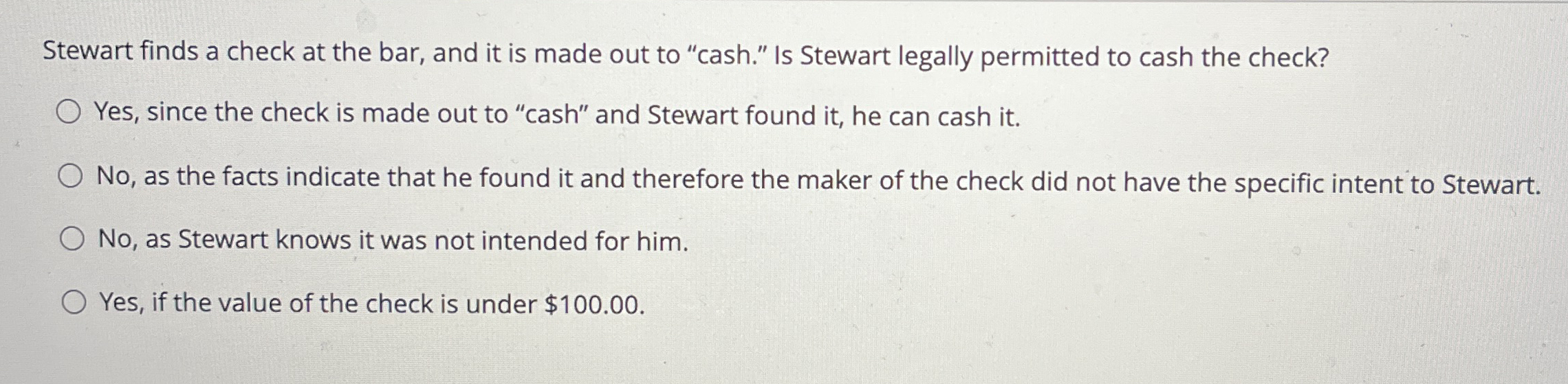 Solved Stewart finds a check at the bar, and it is made out | Chegg.com