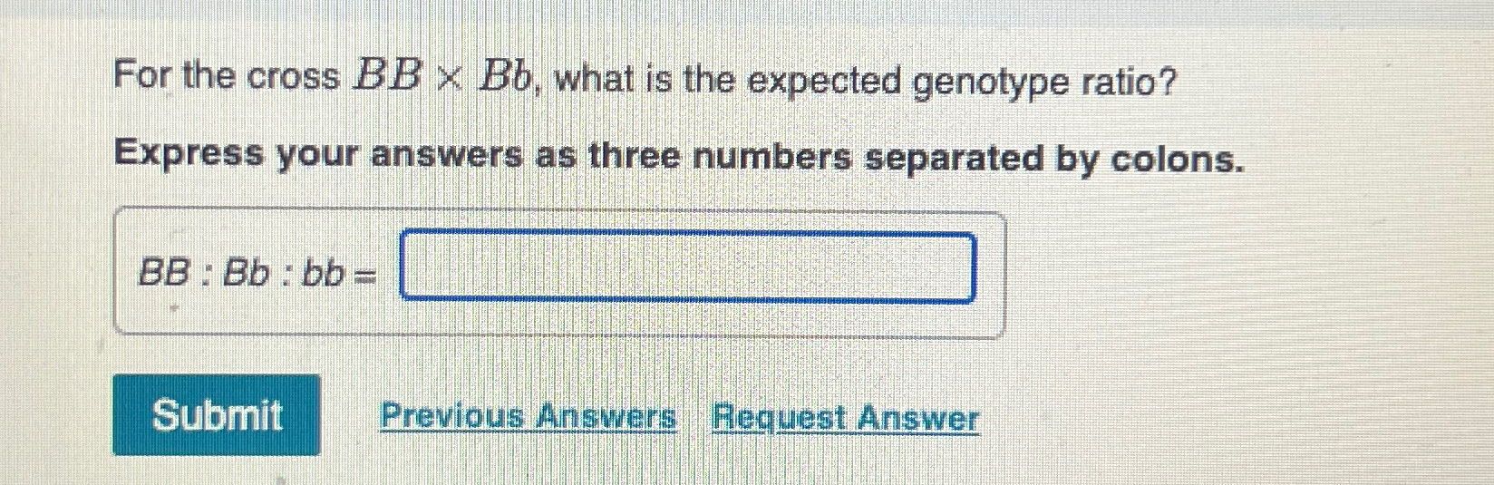 Solved For The Cross BB×Bb, ﻿what Is The Expected Genotype | Chegg.com