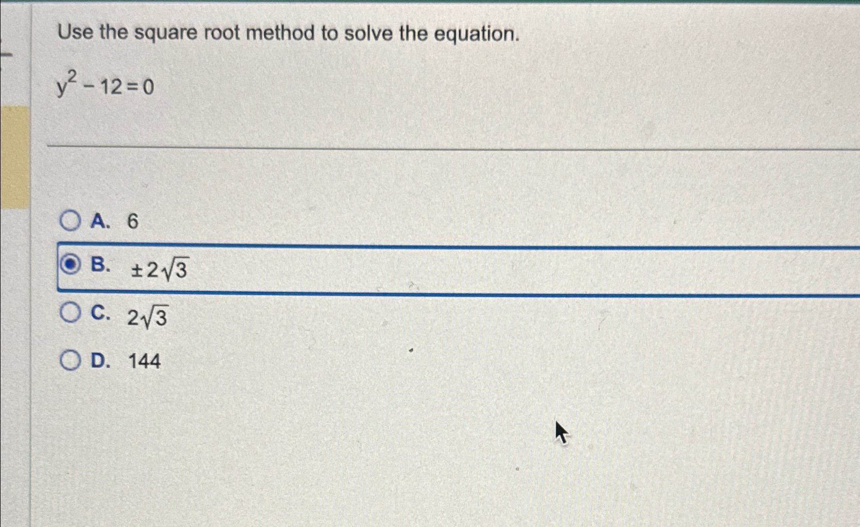 Solved Use the square root method to solve the | Chegg.com