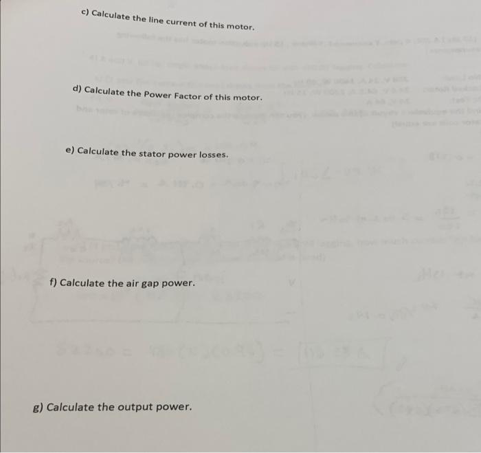 Solved 2) (16 pts) A 460 V, 50 Hz, 4-pole, Y-connected, | Chegg.com