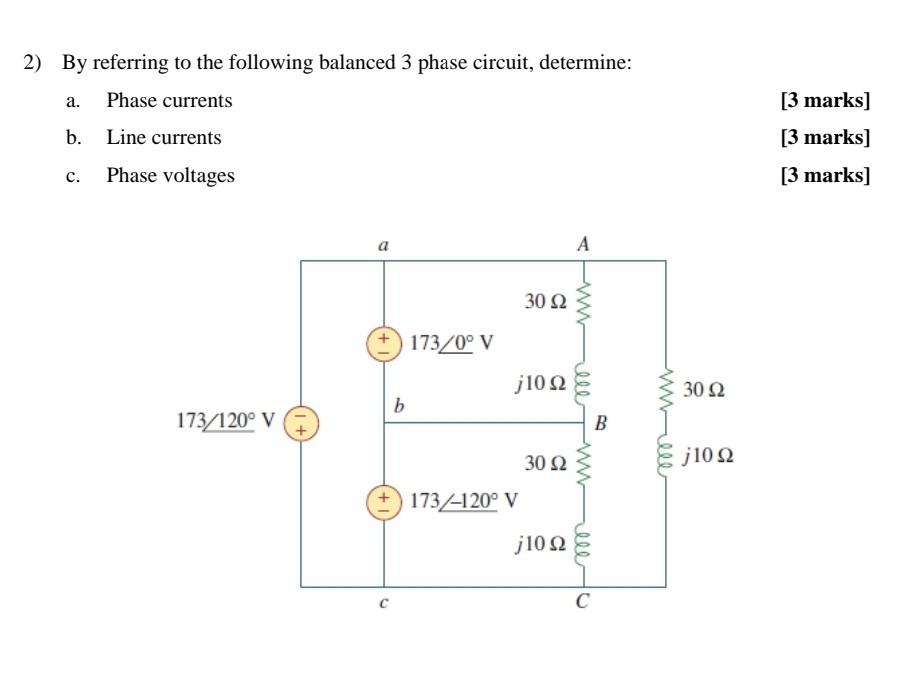 Solved 2) By referring to the following balanced 3 phase | Chegg.com