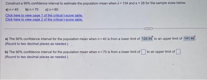 Solved Construct a 90% confidence interval to estimate the | Chegg.com