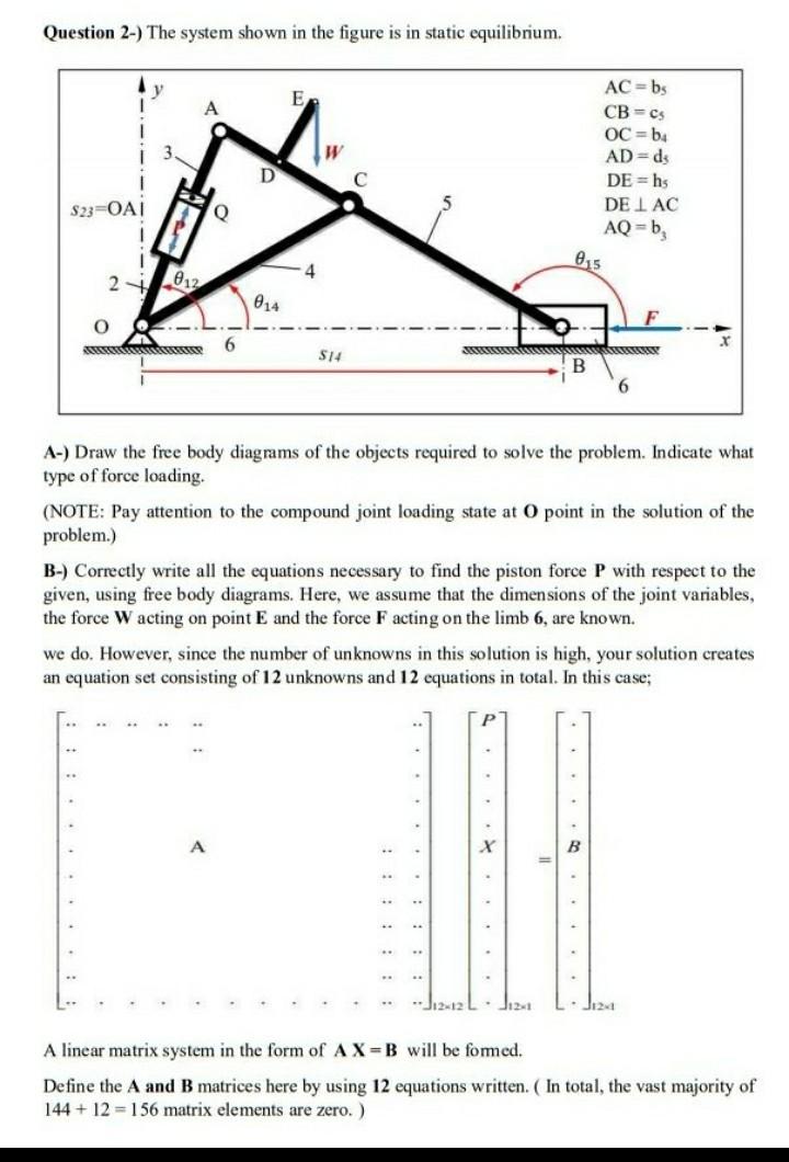 Question 2-) The system shown in the figure is in | Chegg.com