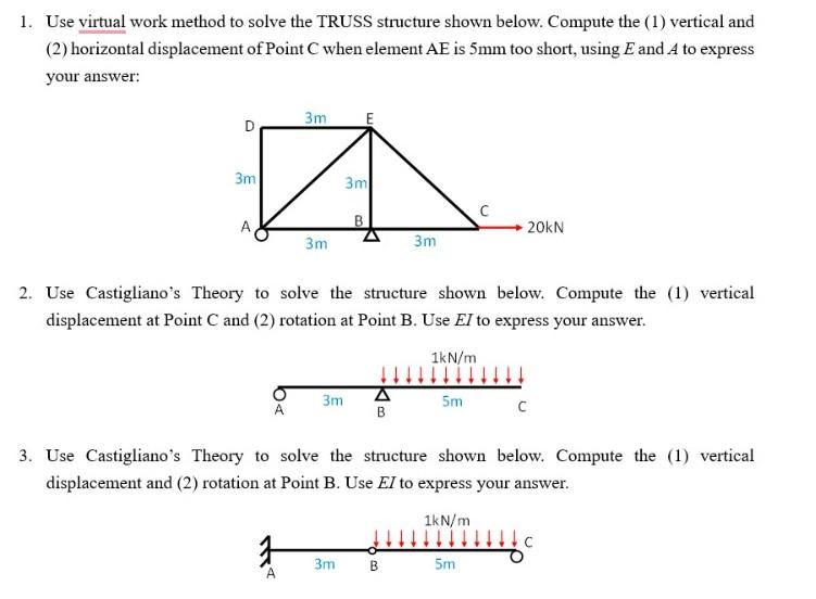 Solved 1. Use Virtual Work Method To Solve The TRUSS | Chegg.com