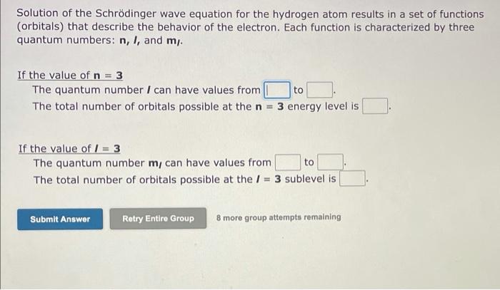 Solved Solution of the Schrödinger wave equation for the | Chegg.com