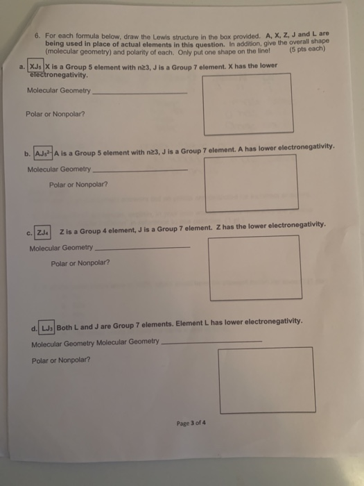 Solved 6. For each formula below, draw the Lewis structure | Chegg.com