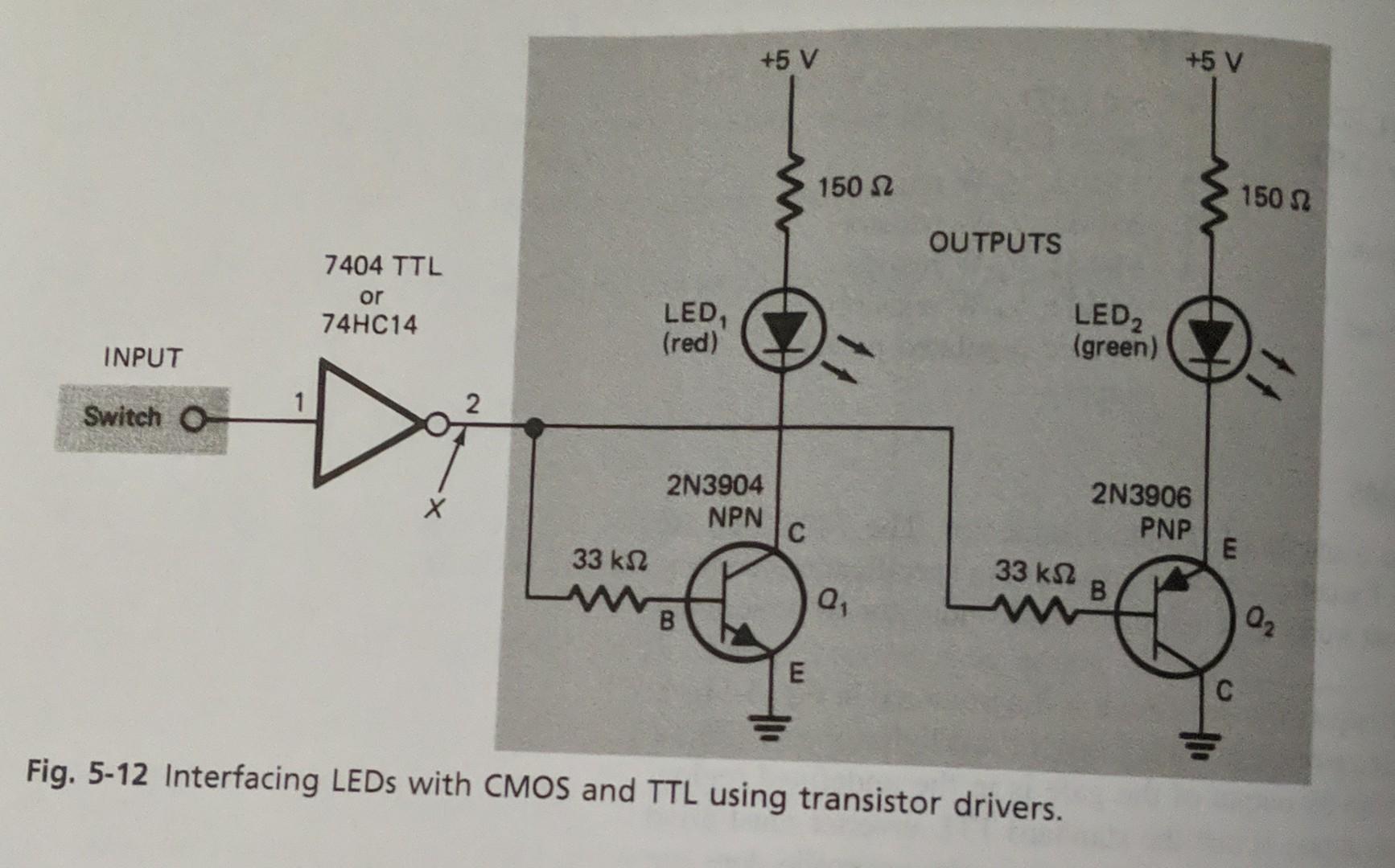 Solved +5 V 680 12 Green LED INPUT OUTPUT INPUT Switch O- | Chegg.com