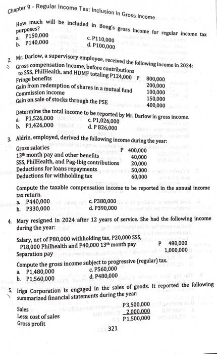 Solved Chapter 8 - Regular Income Tax: Exclusion From Gross | Chegg.com