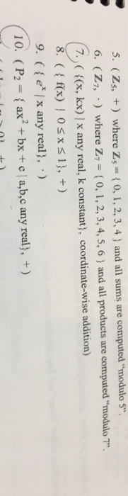 Z5 Math Solved 5. (Z5, +) where Z5 = {0, 1, 2, 3, 4 ) and all sums | Chegg.com