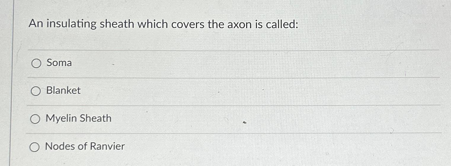 Solved An insulating sheath which covers the axon is