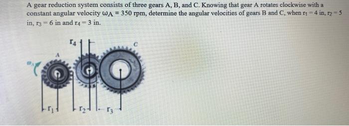 Solved A Gear Reduction System Consists Of Three Gears A, B, | Chegg.com