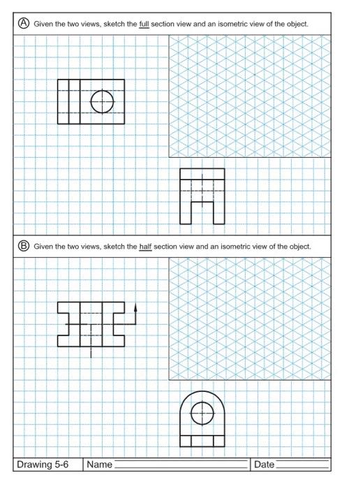 Solved Given the two views, sketch the auxiliary, missing, | Chegg.com