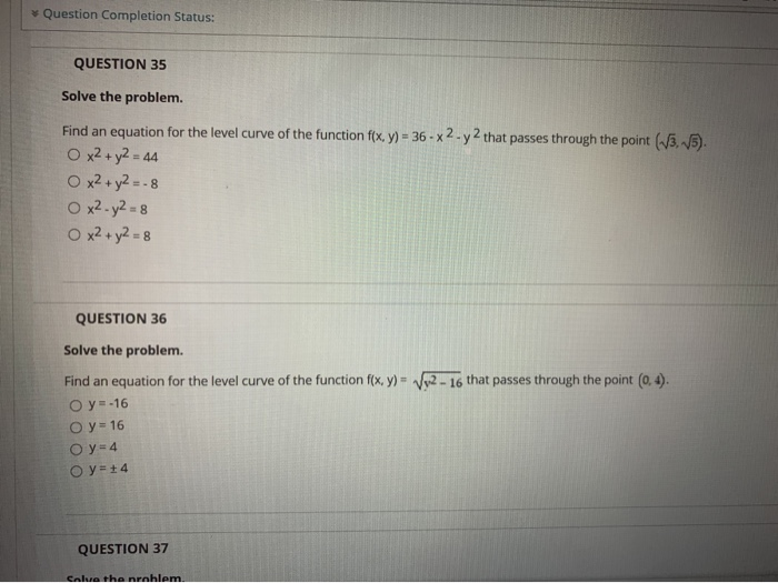 Solved * Question Completion Status: QUESTION 35 Solve the | Chegg.com