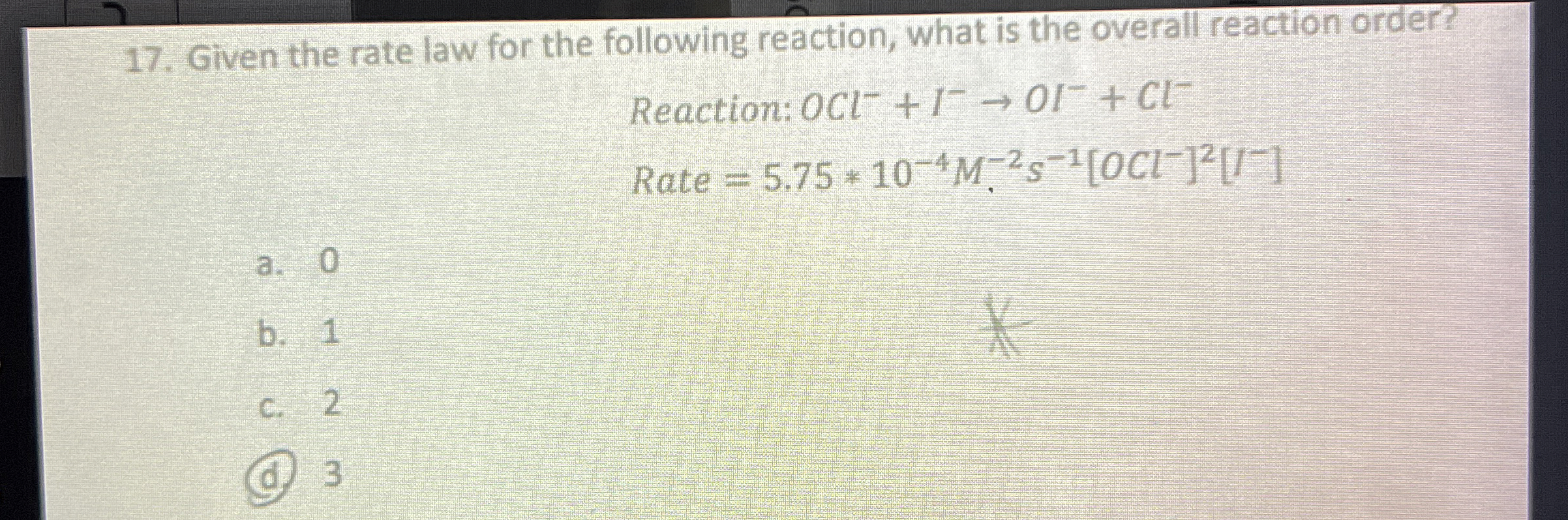 Solved Given the rate law for the following reaction, what