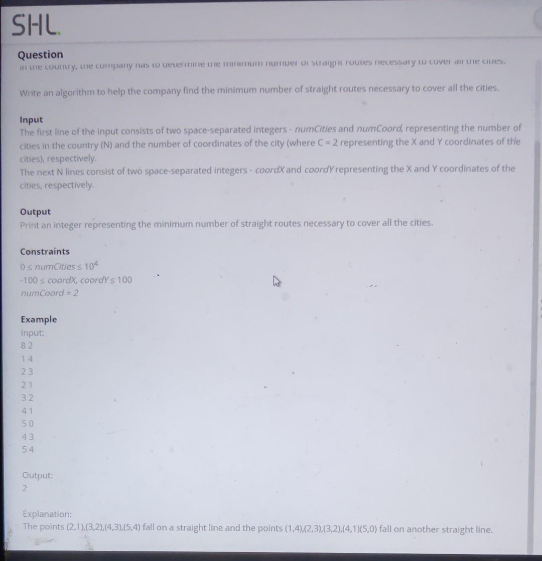 Solved Question Write An Algorithm To Help The Company Find Chegg