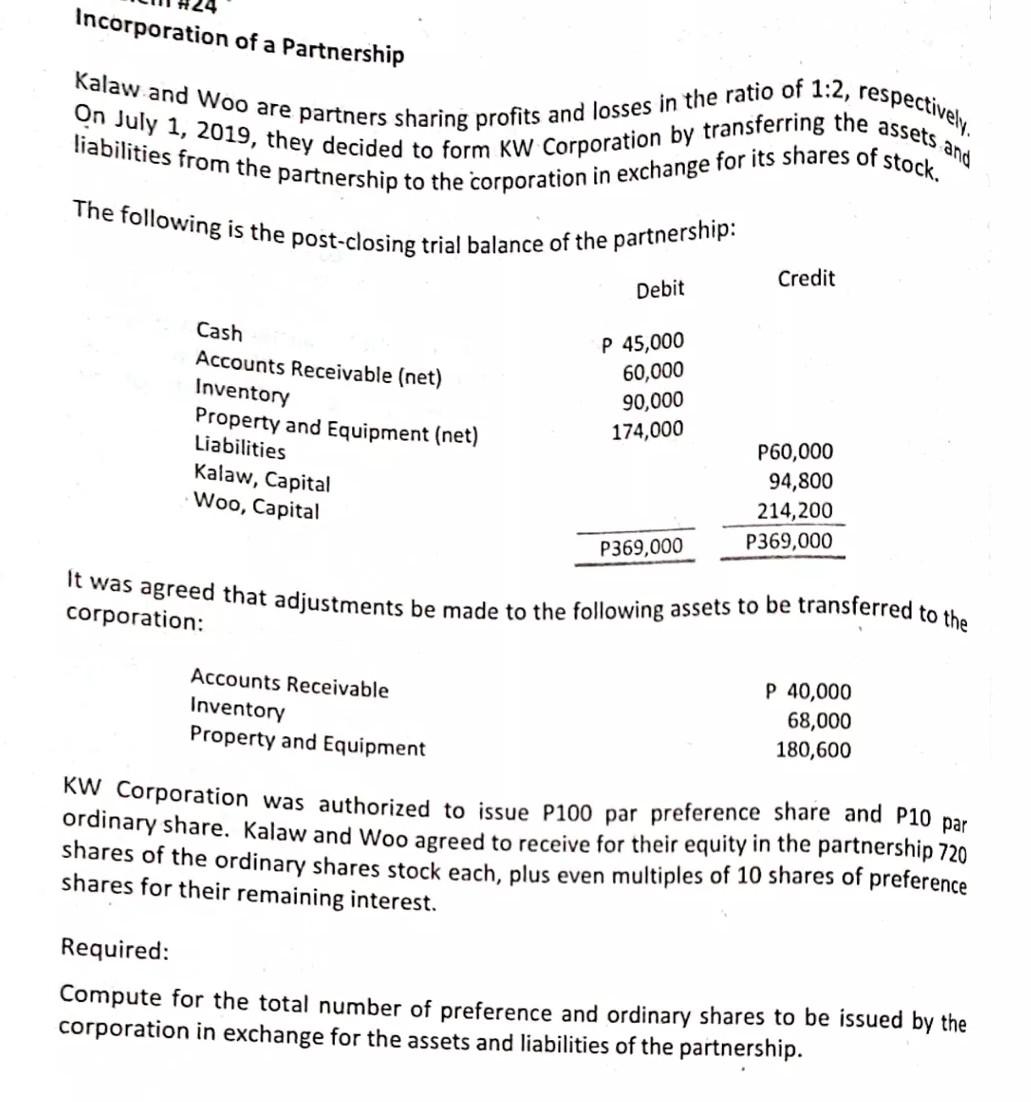 solved-incorporation-of-a-partnership-assets-and-kalaw-and-chegg