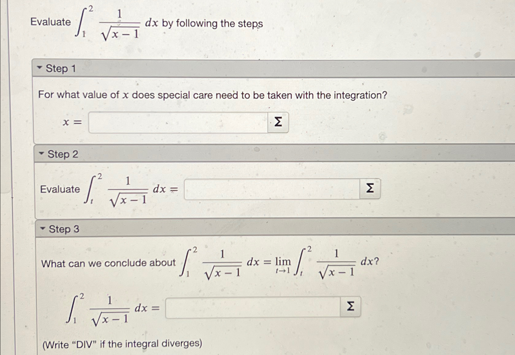Solved Evaluate ∫121x-12dx ﻿by following the stepsStep 1For | Chegg.com