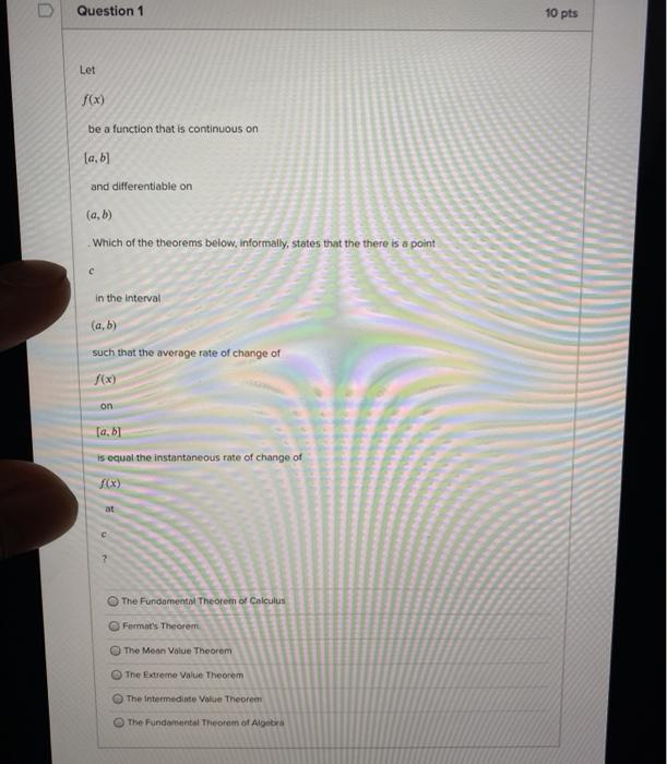 Solved Question 1 10 pts Let f(x) be a function that is | Chegg.com