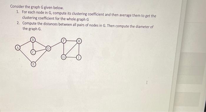 Solved Consider the graph G given below. 1. For each node in | Chegg.com