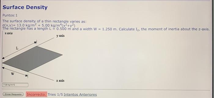 Solved Surface Density Puntos: 1 The surface density of a | Chegg.com