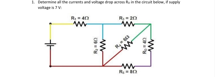Solved 1. Determine all the currents and voltage drop across | Chegg.com