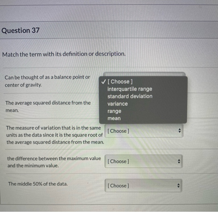 Solved Question 37 Match the term with its definition or | Chegg.com