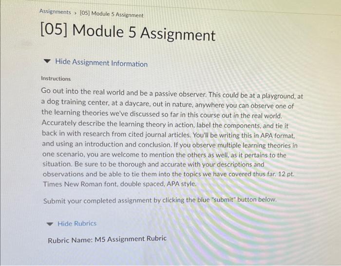 Solved Hide Assignment Information Instructions Go out into | Chegg.com