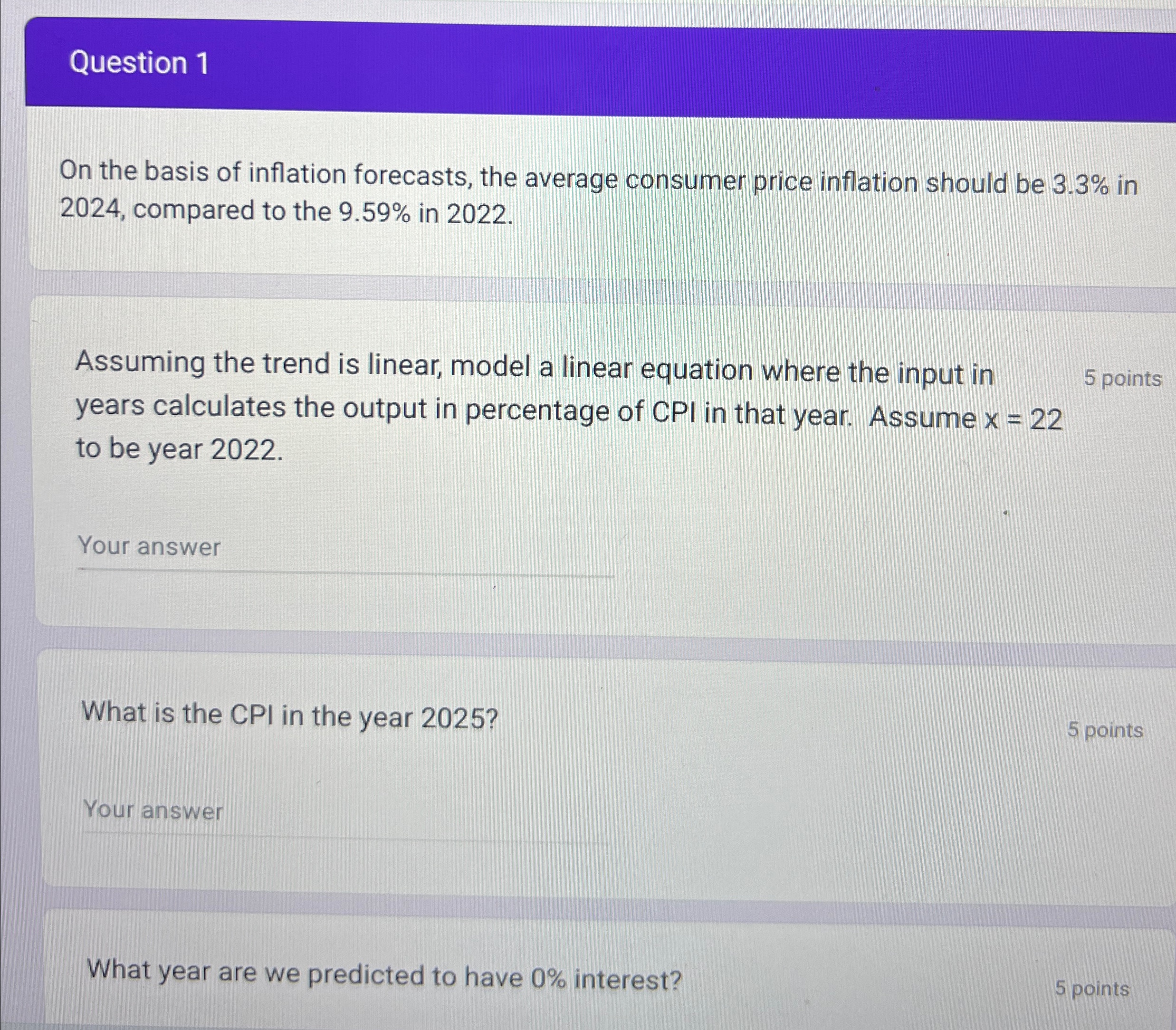 Solved Question 1On the basis of inflation forecasts, the | Chegg.com