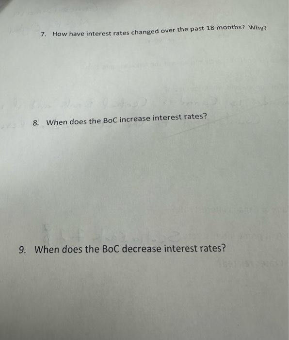 Solved 7. How have interest rates changed over the past 18 | Chegg.com