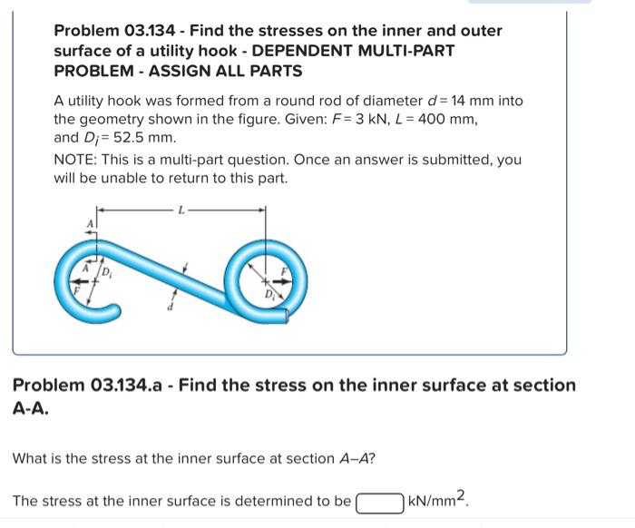 Solved Problem 03.134 - Find the stresses on the inner and | Chegg.com